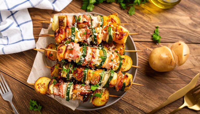 Szaszłyki z&nbsp;cukinii, ziemniaków i&nbsp;boczku z&nbsp;Air Fryer
